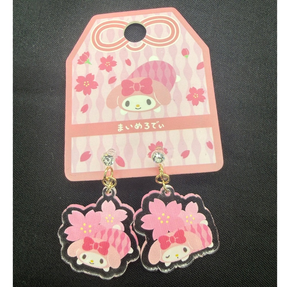 Sanrio My Melody Sakura Cherry Blossom Acrylic Clip On Earrings Japan Exclusive